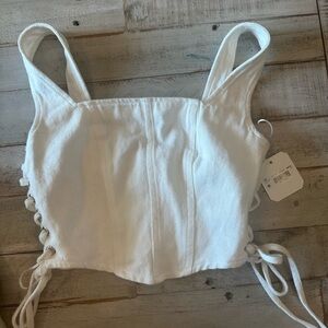 Altar'd State White Lace-Up Corset Top NWT